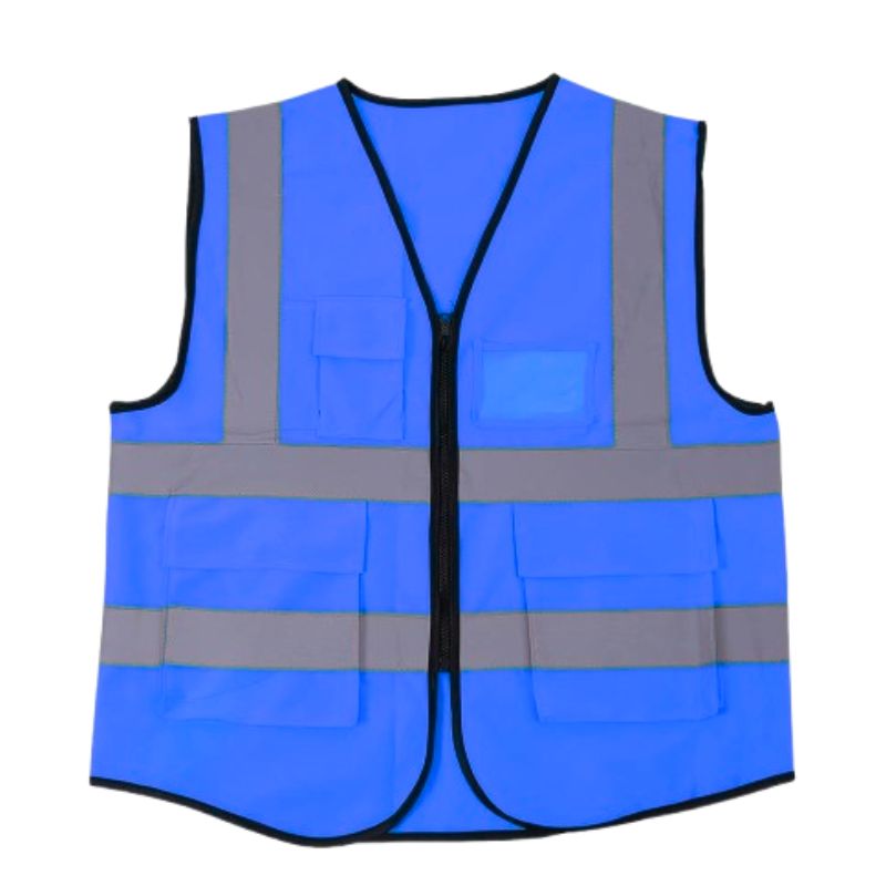 GILET DE SIGNALISATION BLEU AVEC POCHE ET FERMETURE