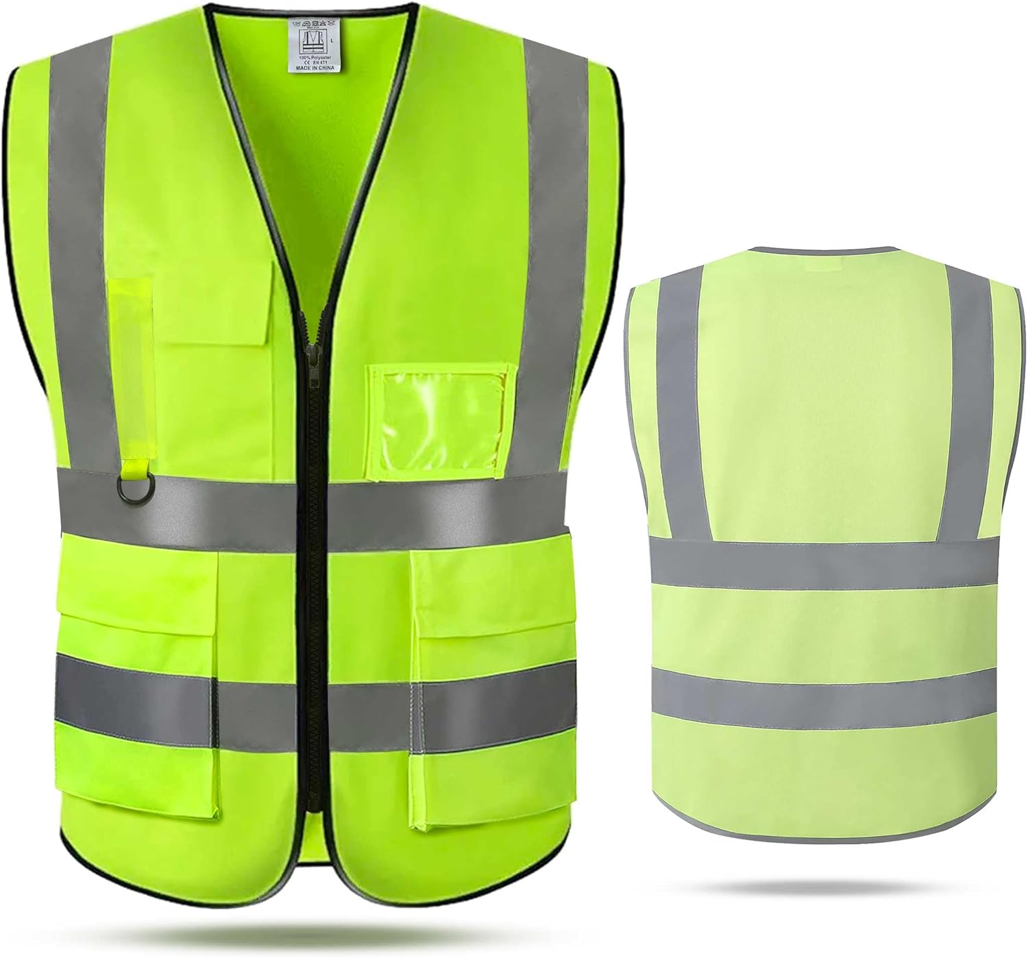 GILET DE SECURITE AVEC POCHE ET FERMETURE VERT-FLUO T.L
