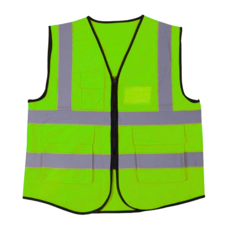 GILET VERT FLUO AVEC POCHE ET FERMETURE