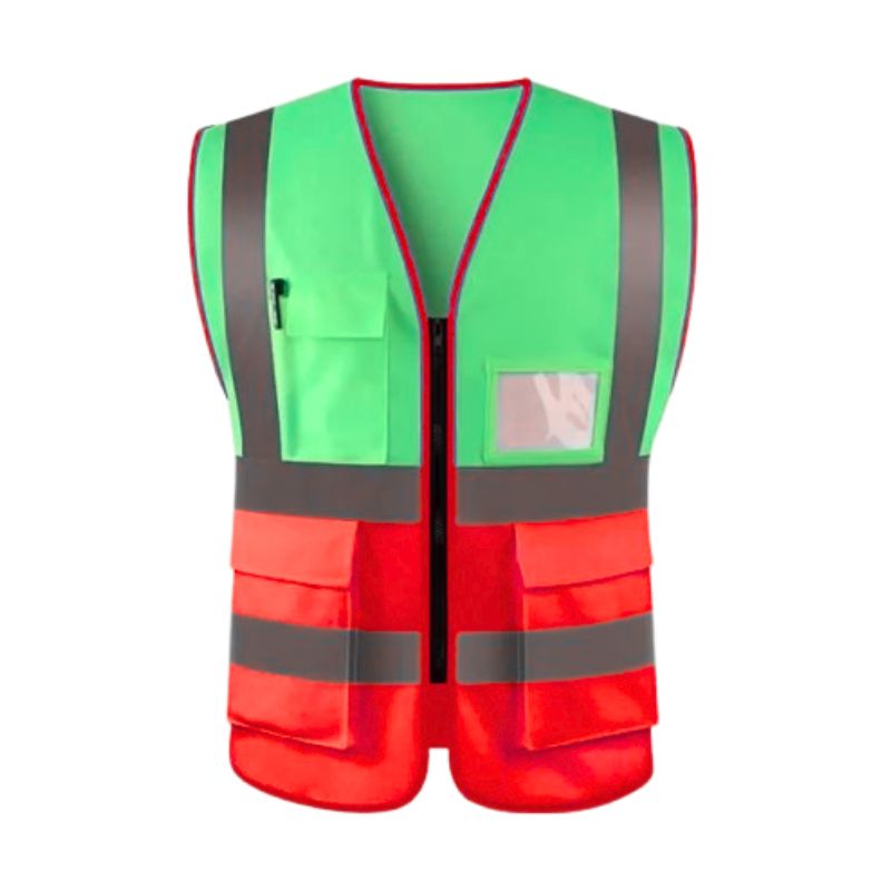 GILET VERT ROUGE AVEC POCHE ET FERMETURE